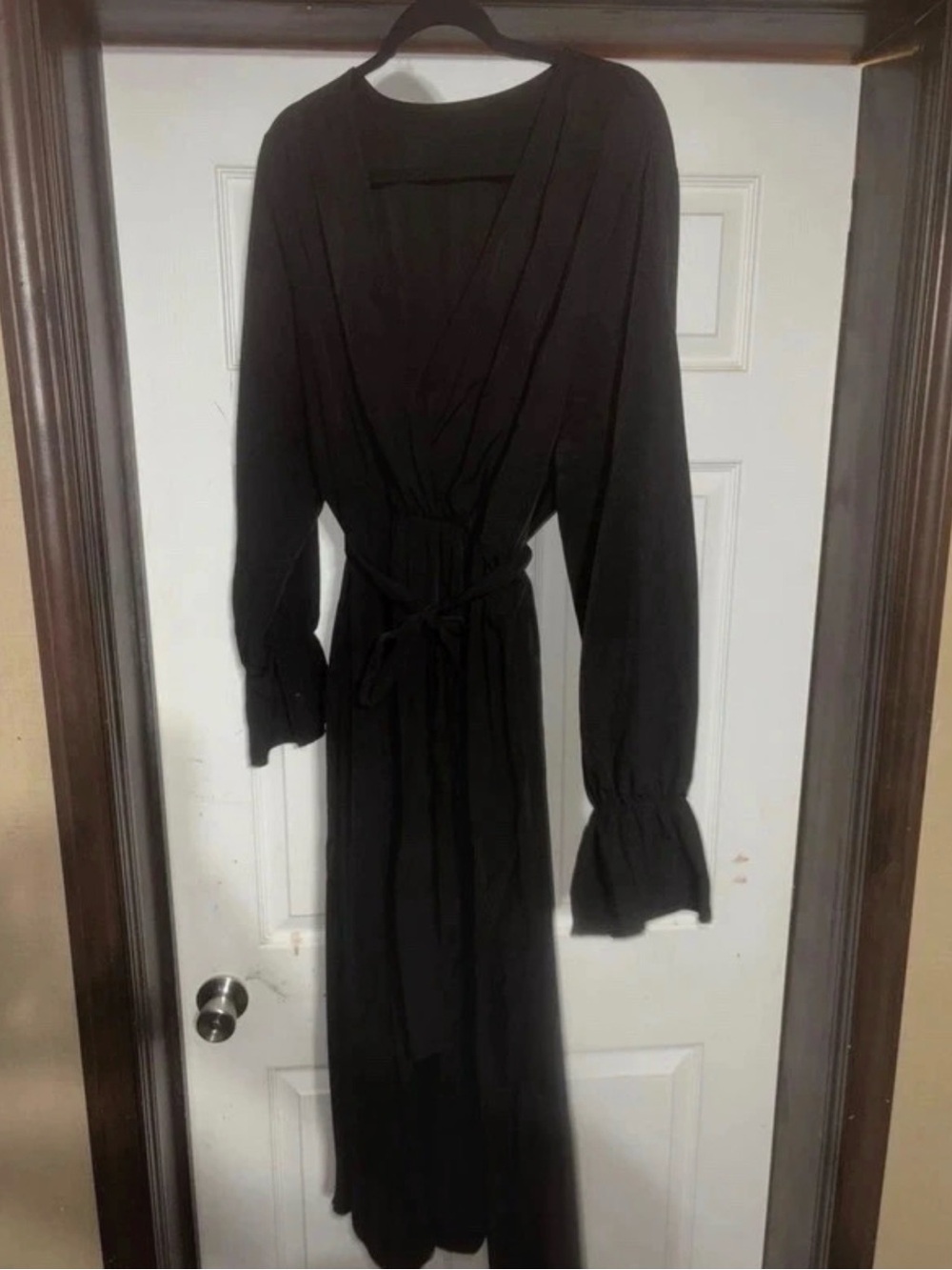 SHEIN Black Long Sleeve Wrap Maxi Dress